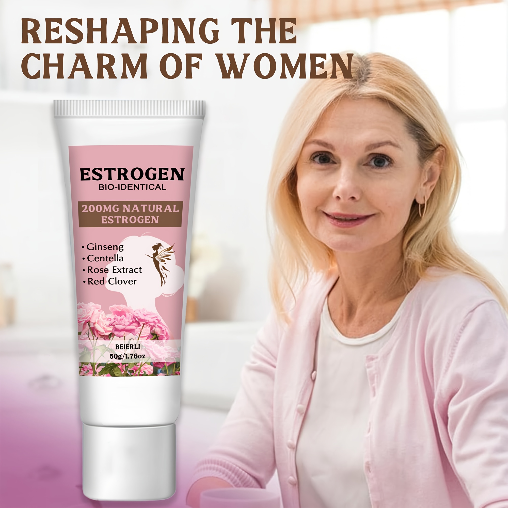 Female physiological identical estrogen cream - Ginseng, black cohosh and red clover extracts - enhance mood cream - gentle and mild body care cream