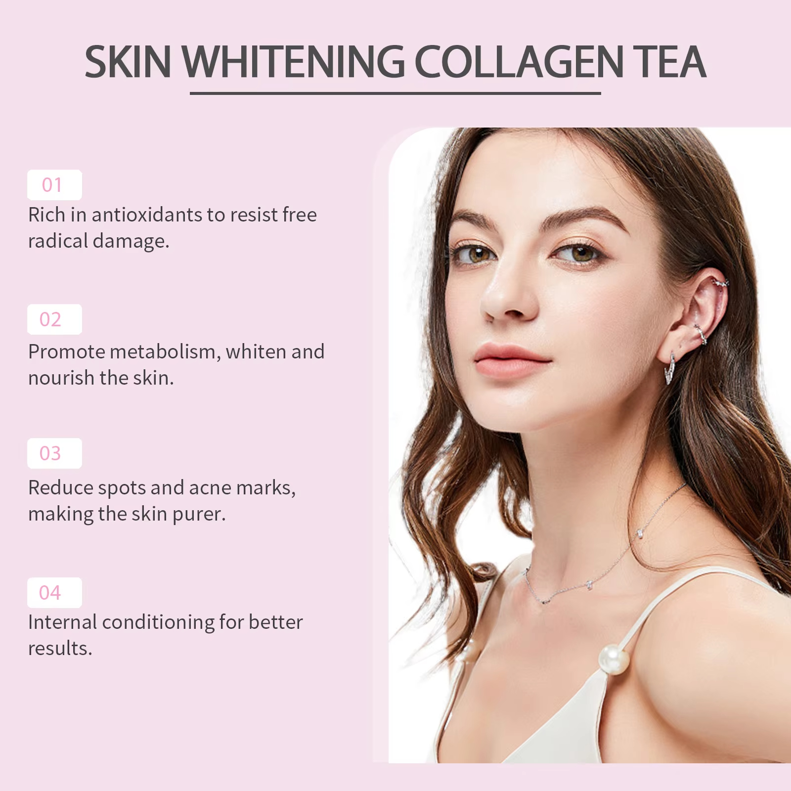 Anti-Aging Collagen Skin Whitening Tea Brightening Glowing Moisturizing Nourish Herbal Beauty Tea for Women Skin Health