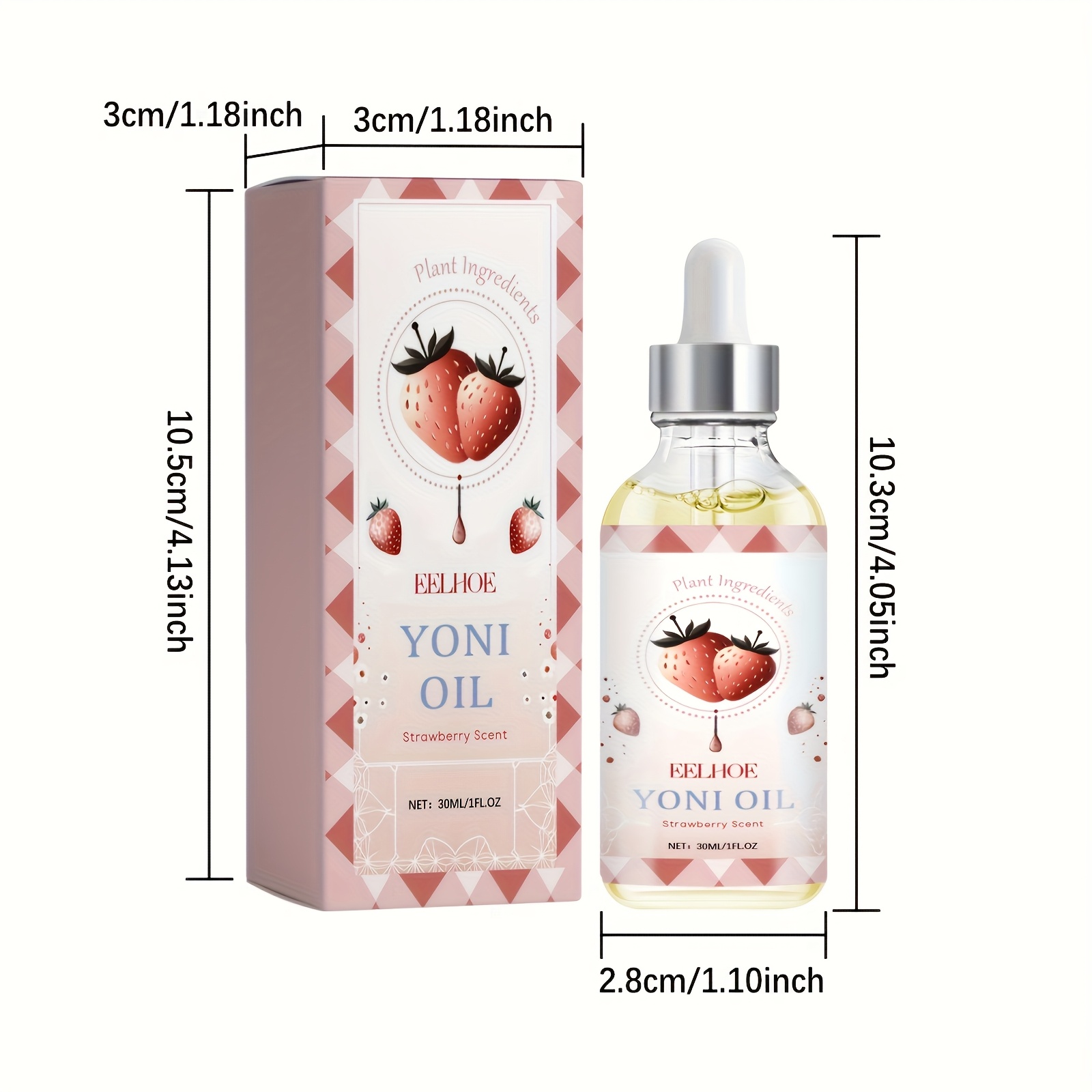 Private skin care, essential oil, 30 ml - 1 fluid ounce, containing strawberry seed oil, wormwood oil and clove flower oil, moisturizing, for female care, for external abdomen and private parts protection of women.