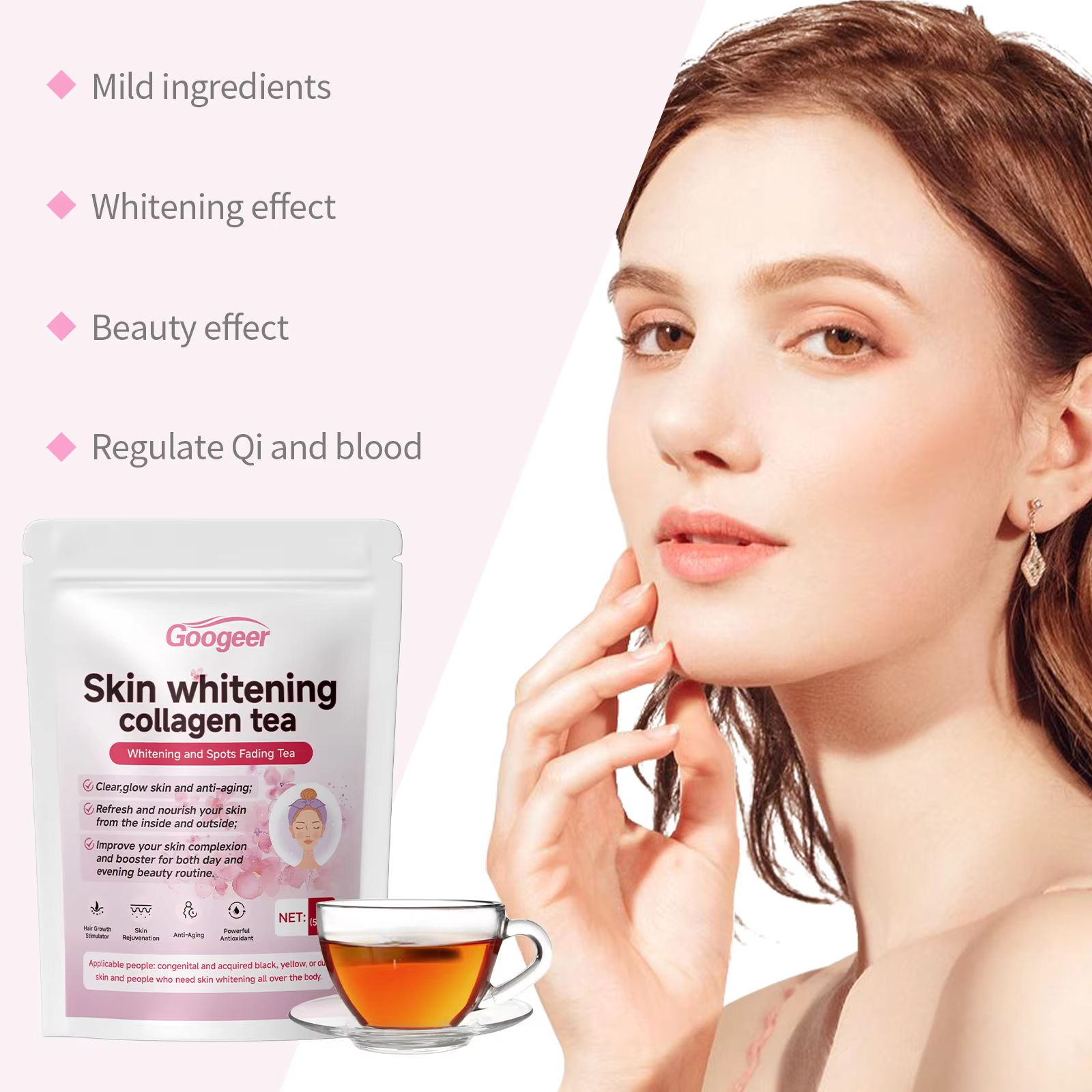 Anti-Aging Collagen Skin Whitening Tea Brightening Glowing Moisturizing Nourish Herbal Beauty Tea for Women Skin Health