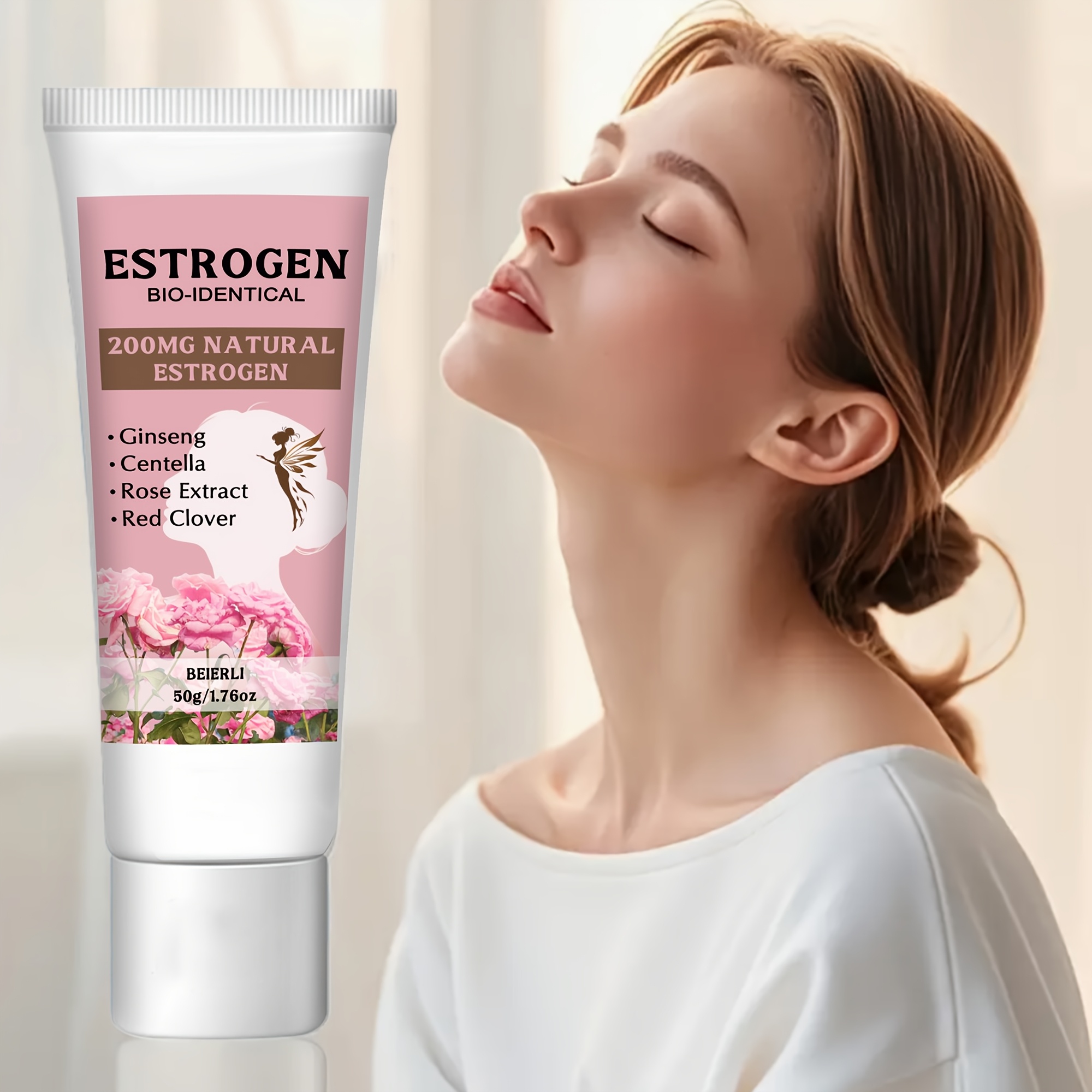 Female physiological identical estrogen cream - Ginseng, black cohosh and red clover extracts - enhance mood cream - gentle and mild body care cream