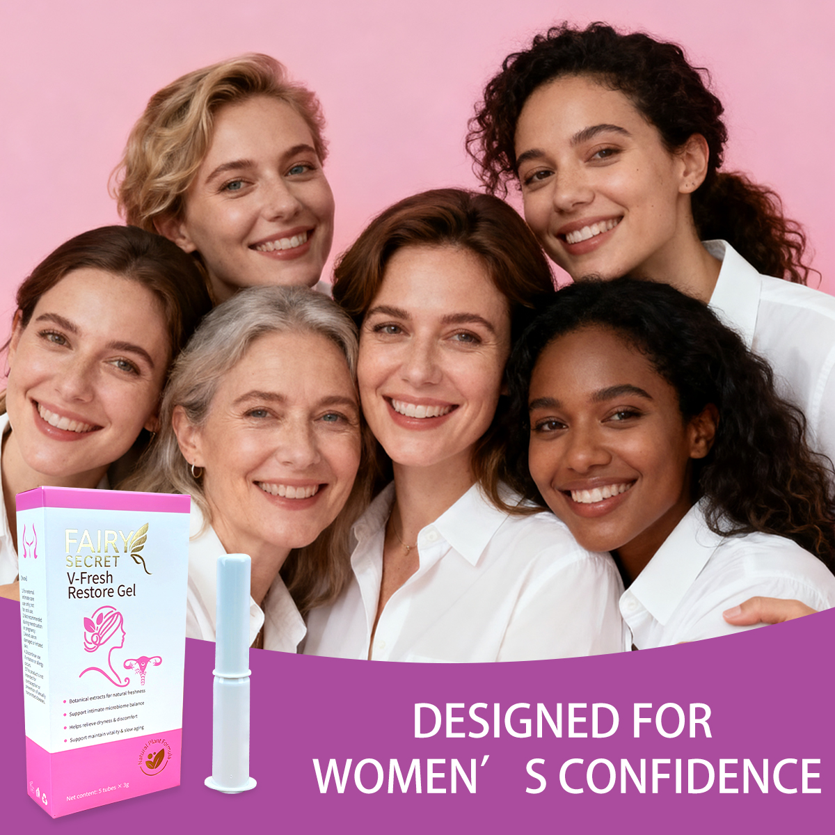 Fairy Secret V-Fresh Restore Gel Intimate Care for Women with Natural Plant Extracts & Probiotics for pH Balance Odor Relief & Lasting Moisture