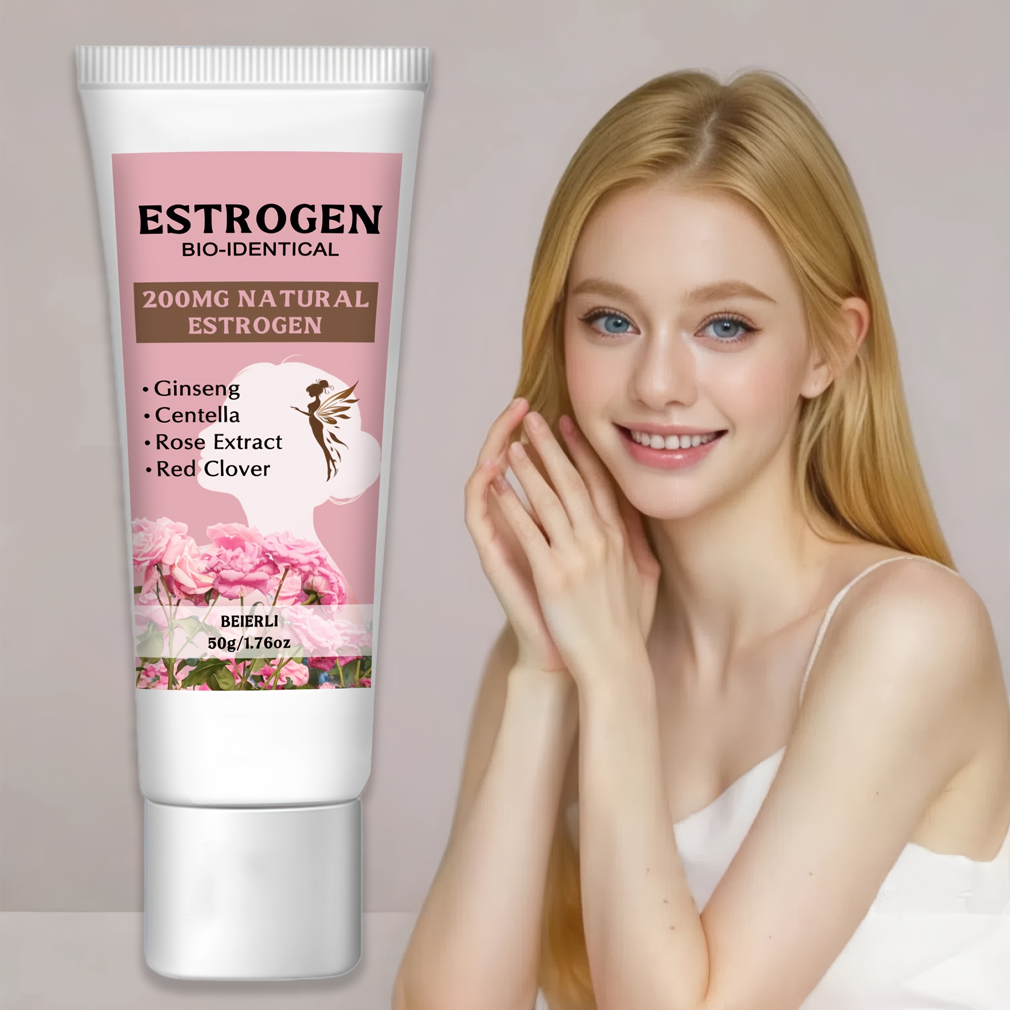 Female physiological identical estrogen cream - Ginseng, black cohosh and red clover extracts - enhance mood cream - gentle and mild body care cream