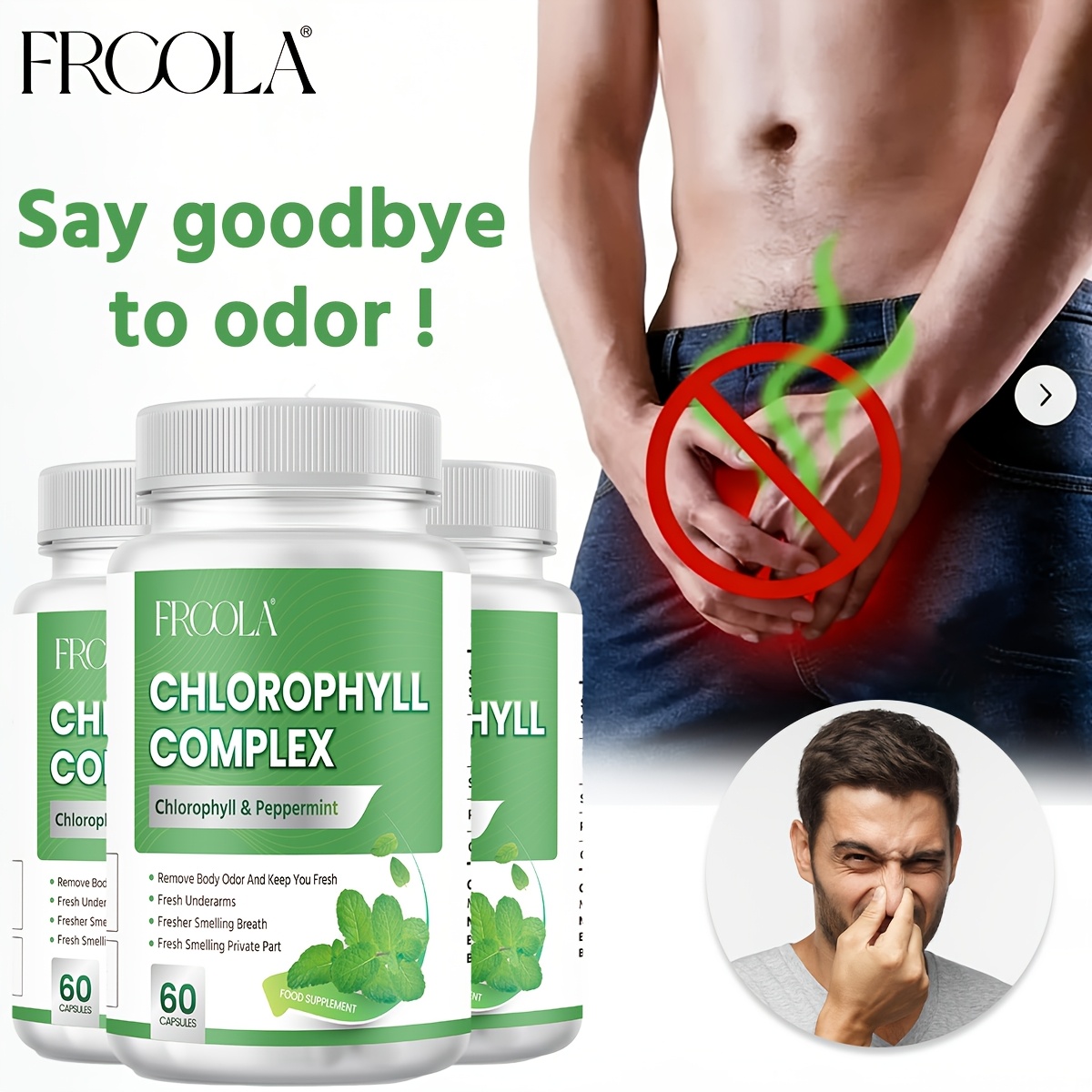 Cyanobacteria Capsules - Long-lasting freshness, control of underarm and body odors, rich in mint leaves, chlorophyll and cyanobacteria vitamins supplements - Health and household products