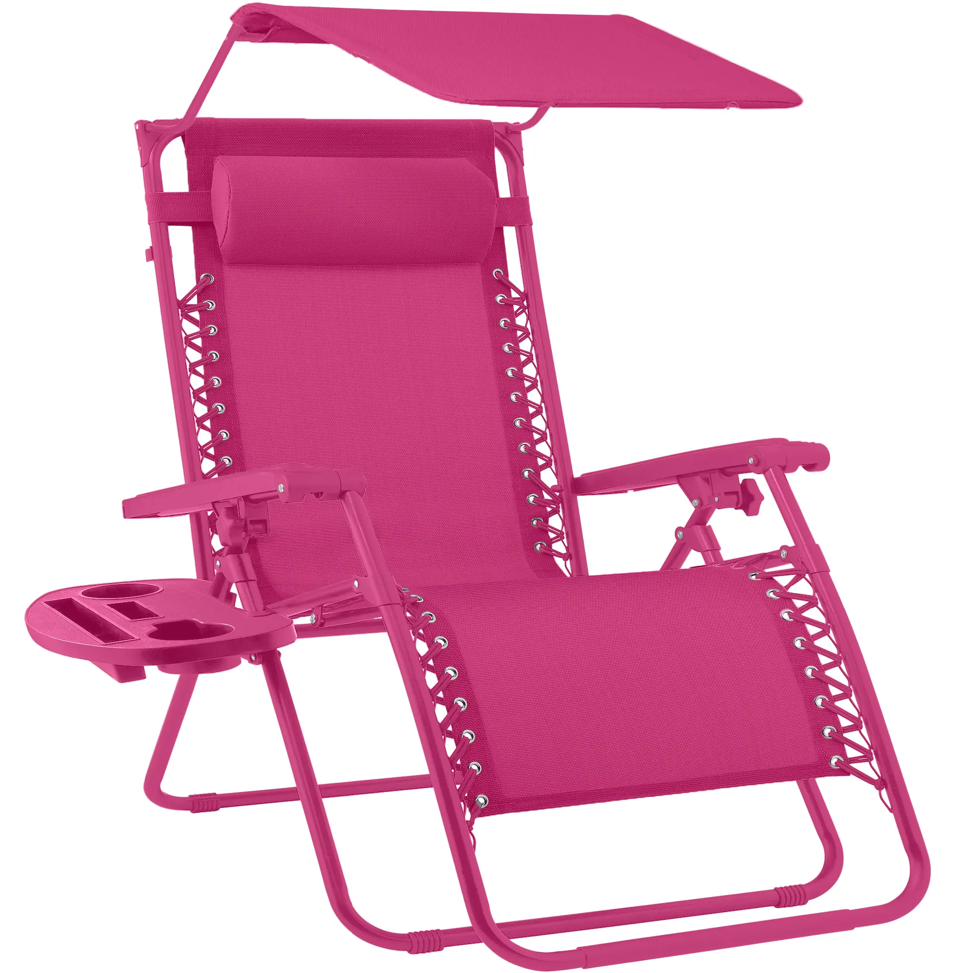 Best Choice Products — Tumbona reclinable plegable de gravedad cero para patio, con toldo, reposacabezas y bandeja
