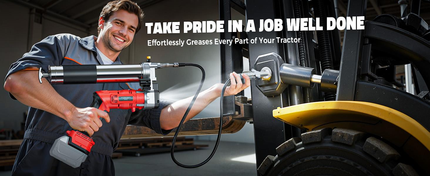 Cordless Grease Gun Compatible with Milwaukee/DeWalt Battery(NO BATTERY!!), 12000PSI, Dual Pistol & in-Line Grip, Works with Bulk & Cartridge Grease, with 39" Hose & 4 Couplers