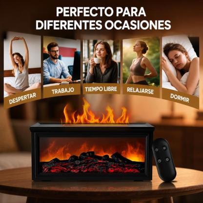 Fuego de Chimenea Humidificador con Luz LED y Control Remoto Purificador de Aire para Hogar y Día del Padre Regalo de Aromaterapia Dual Función con Aceites Esenciales