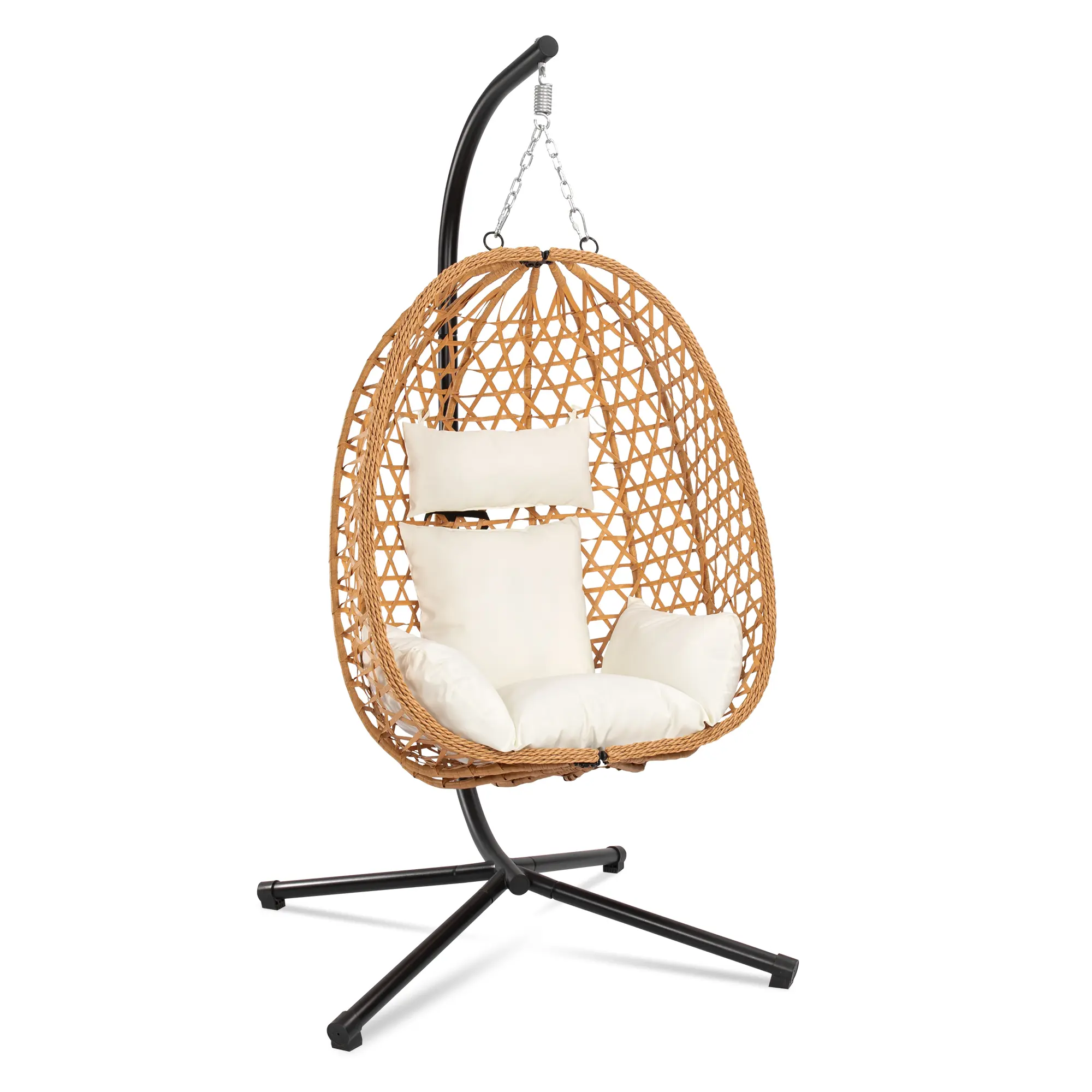 Sillón colgante tipo huevo: diseño de mimbre para interiores y exteriores