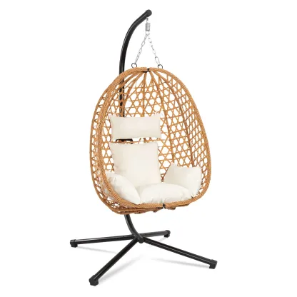 Sillón colgante tipo huevo: diseño de mimbre para interiores y exteriores