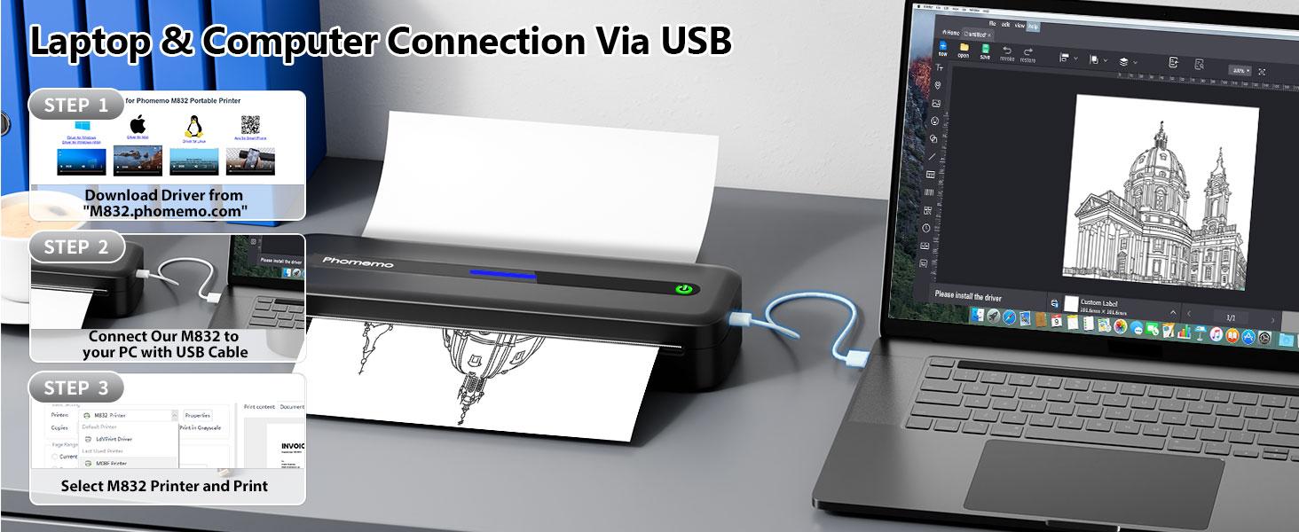 【DealsForYouDays】Phomemo A4 Portable Thermal Printer, M832 Inkless Bluetooth Thermal Printer, Wireless Mini Printer, Support 8.5'' x 11'' US Letter & A4 Paper, Compatible with iPhone Android Laptop for Mobile Office Home & Travel, Compact Thermal Printing 【DealsForYouDays】Phomemo A4 Portable Thermal Printer, M832 Inkless Bluetooth Thermal Printer, Wireless Mini Printer, Support 8.5'' x 11'' US Letter & A4 Paper, Compatible with iPhone Android Laptop for Mobile Office Home & Travel, Compact Thermal Printing