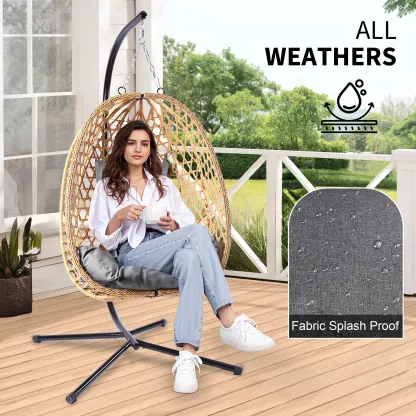 Sillón colgante tipo huevo: diseño de mimbre para interiores y exteriores