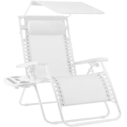 Best Choice Products — Tumbona reclinable plegable de gravedad cero para patio, con toldo, reposacabezas y bandeja
