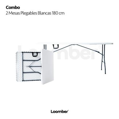 Set de mesa plegable portátil de 6 pies y mantel FWTI (ZB-6FT) — Mesa plegable ligera con asa integrada y patas de acero aleado; resistente y duradera, ideal para fiestas en el jardín y acampadas — Blanco