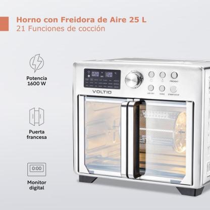 Horno Freidora de Aire 25L Rostizador Puerta Francesa