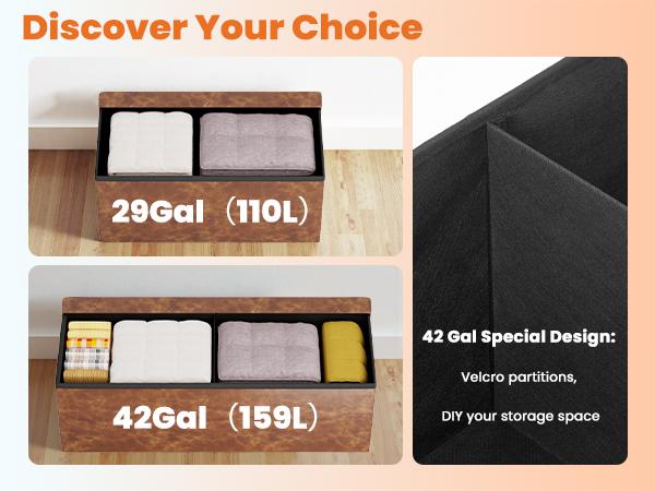 【NEW COLOR】Folding Storage Ottoman Bench, Foot Rest Stool with Padded Seat, Large Toy Box Storage Chest with Seatin, Holds up to 660 lb-Grey