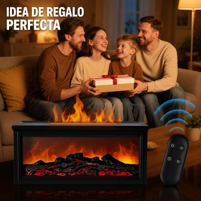 Fuego de Chimenea Humidificador con Luz LED y Control Remoto Purificador de Aire para Hogar y Día del Padre Regalo de Aromaterapia Dual Función con Aceites Esenciales