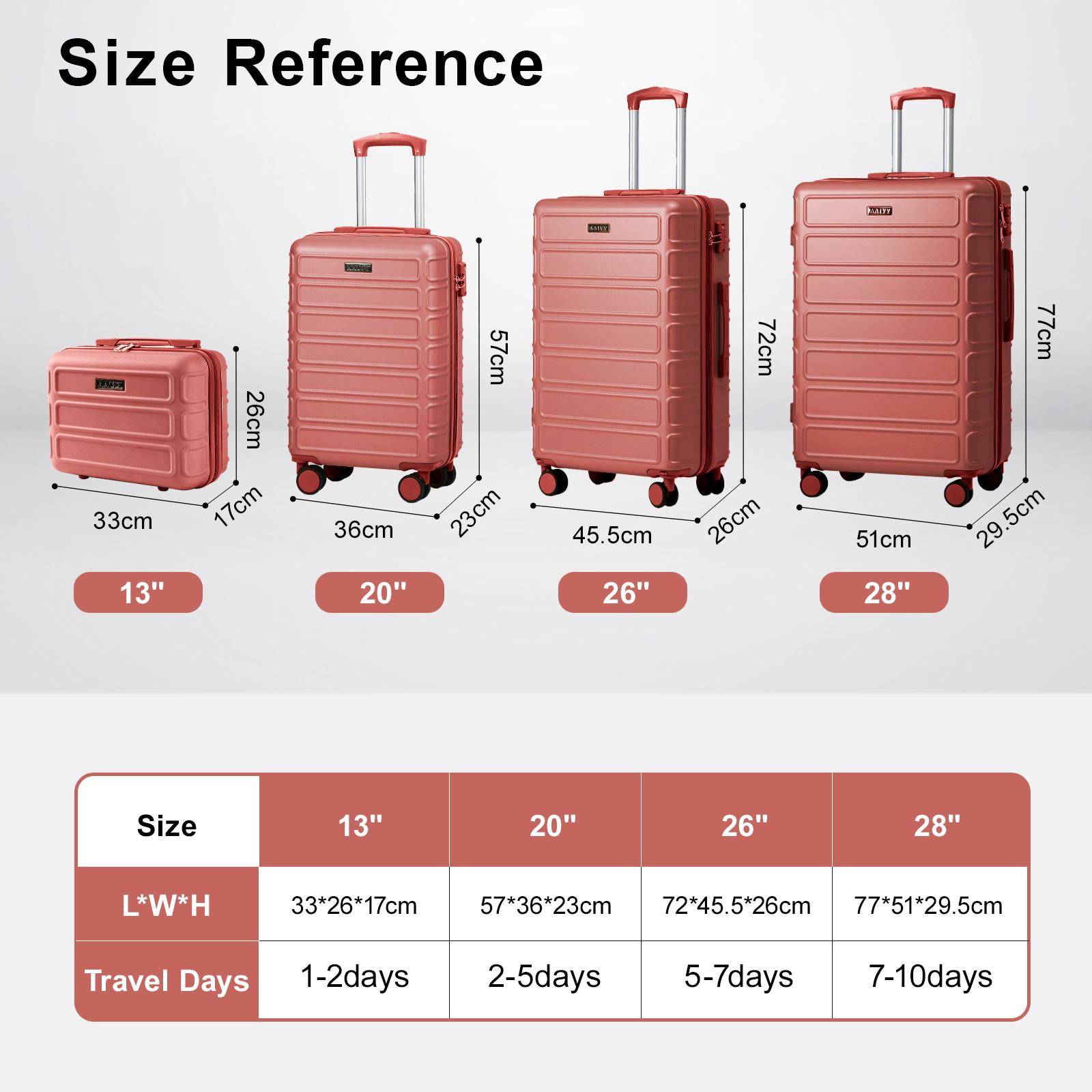 4 Piece Luggage Set, Expandable TSA Lock Hardshell Durable Traveling Bag Travel Suitcase Set with Double Spinner Wheels, Luggage Sets (13/20/26/28in) Gift for Back to School summervibes, fathersdaygift,vacationoutfits,beachoutfits 4 Piece Luggage Set, Expandable TSA Lock Hardshell Durable Traveling Bag Travel Suitcase Set with Double Spinner Wheels, Luggage Sets (13/20/26/28in) Gift for Back to School summervibes, fathersdaygift,vacationoutfits,beachoutfits