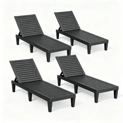 RIWENGO - Juego de 2 tumbonas para patio; sillas reclinables ajustables para exteriores, ideales para piscina, jardín, patio trasero o terraza.