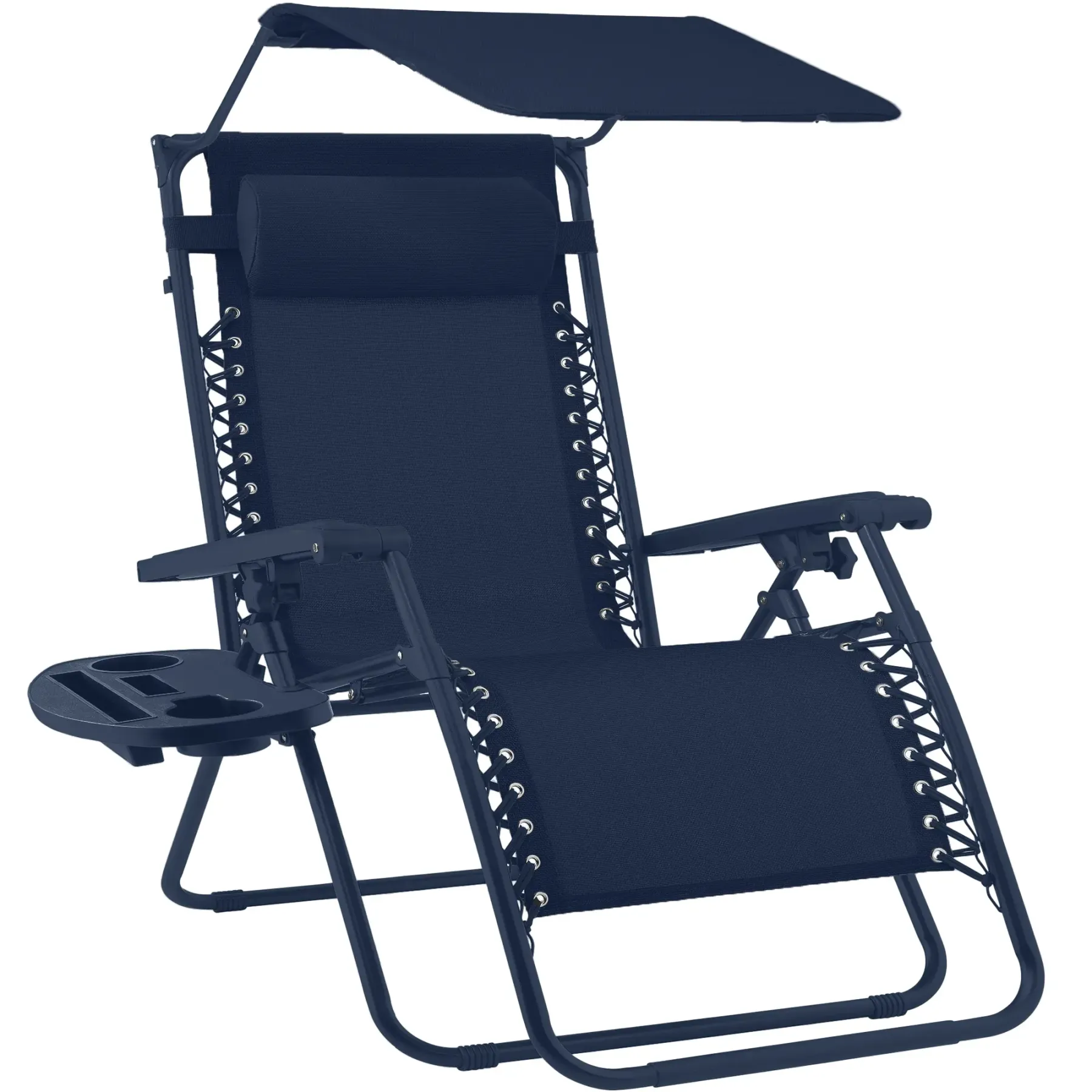 Best Choice Products — Tumbona reclinable plegable de gravedad cero para patio, con toldo, reposacabezas y bandeja