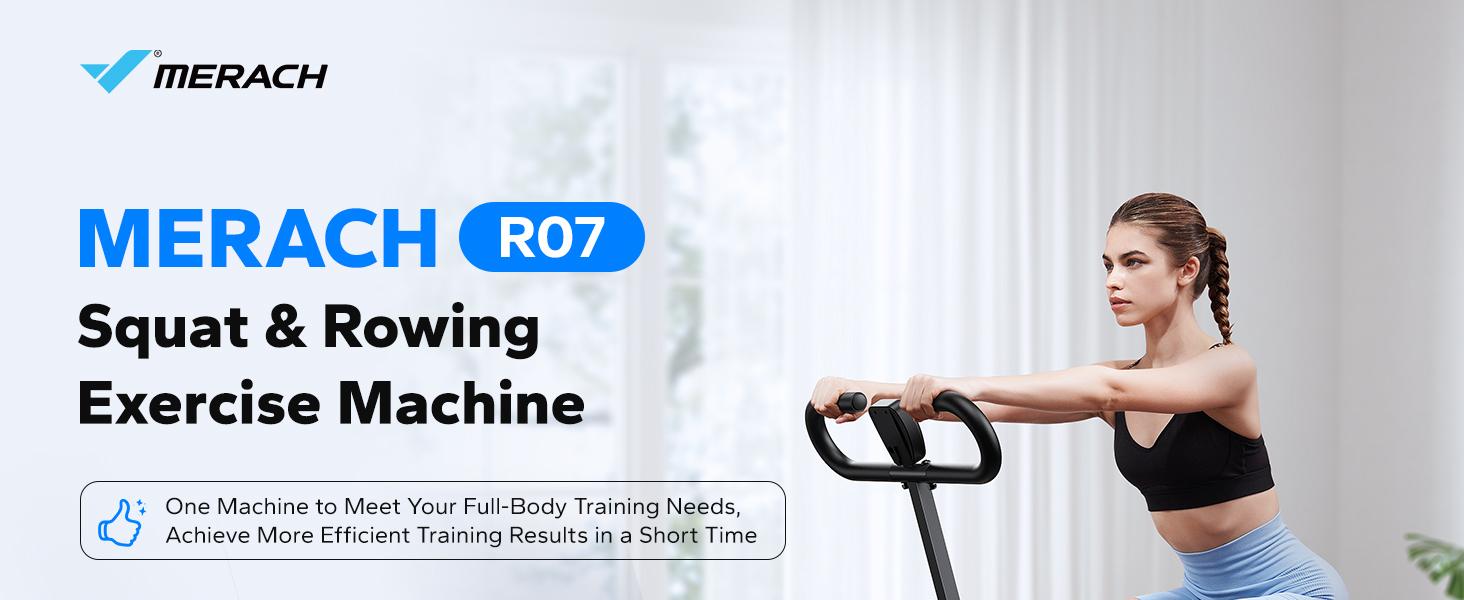 Merach 2-in-1 Squat Rowing Machine, Adjustable Resistance Glutes Leg Workout Equipment with LCD Monitor, 350LBS Capacity Home Gym Exercise for Women Summervibes