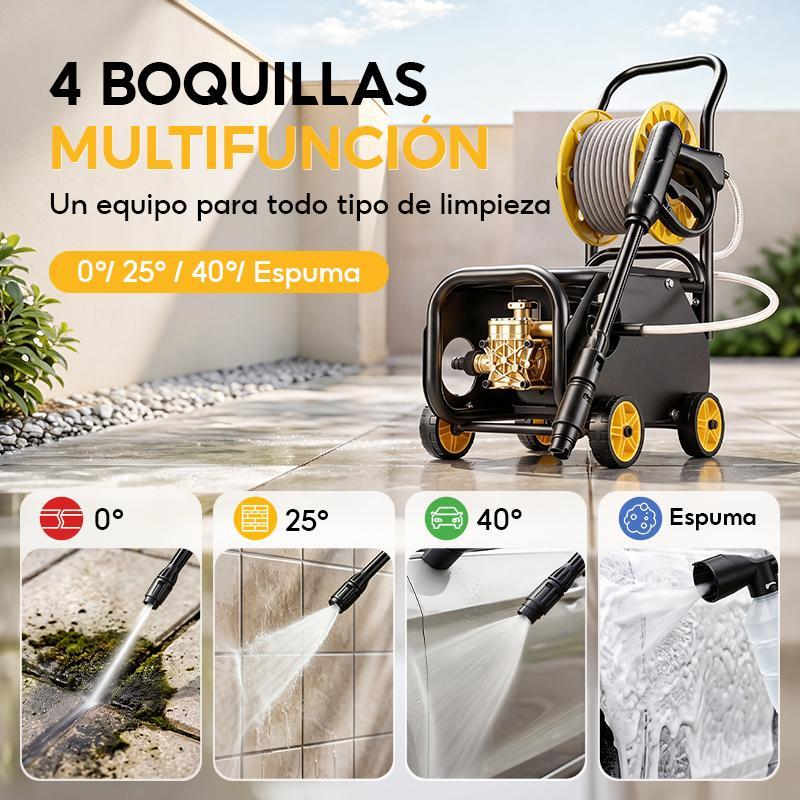 SOARFLY Hidrolavadora Electrica Portátil profesional de alta presión, 4000PSI, 60 Hz, 3000W es un equipo portátil de alto rendimiento para lavar vehículos, adecuado para uso industrial, comercial y doméstico.