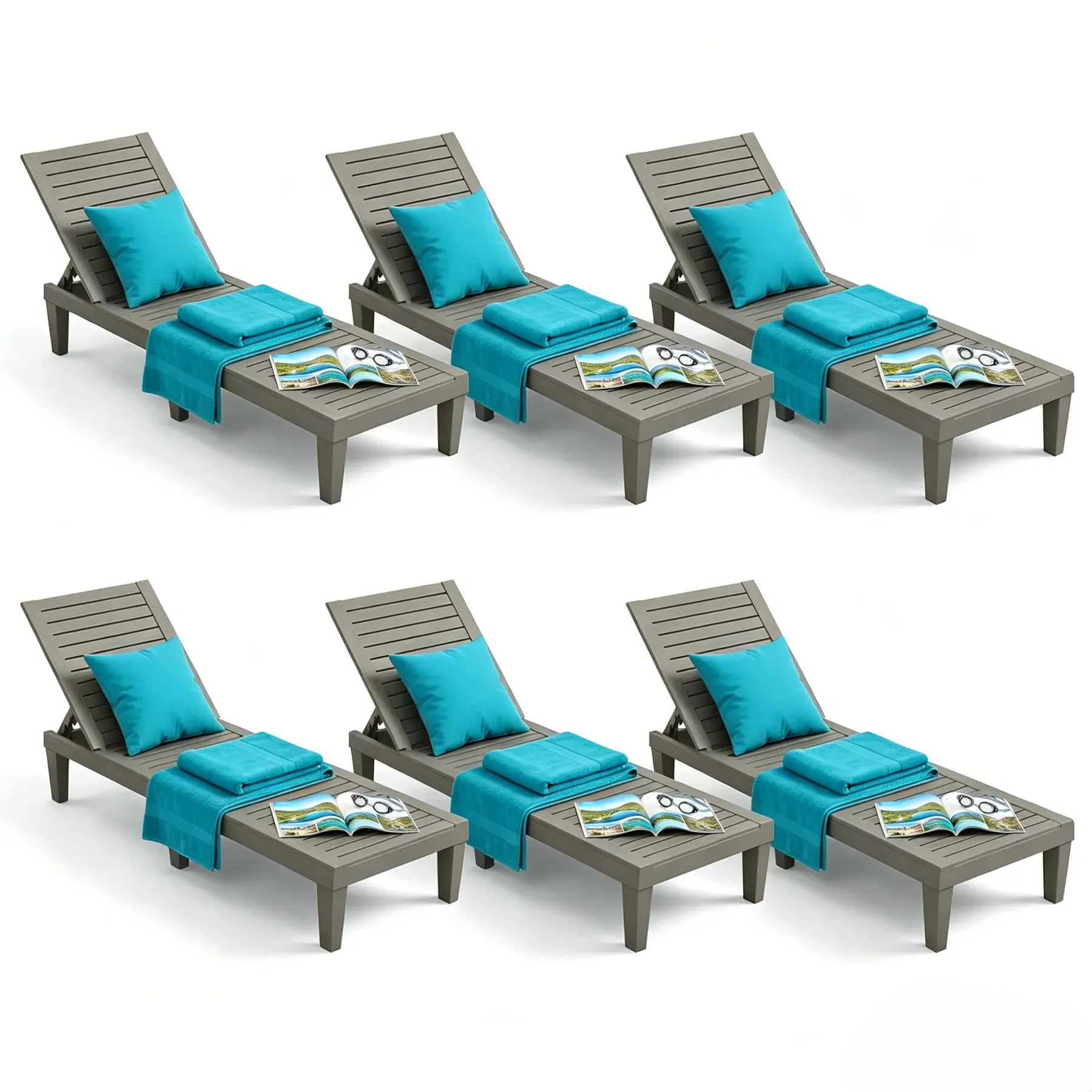 RIWENGO - Juego de 2 tumbonas para patio; sillas reclinables ajustables para exteriores, ideales para piscina, jardín, patio trasero o terraza.
