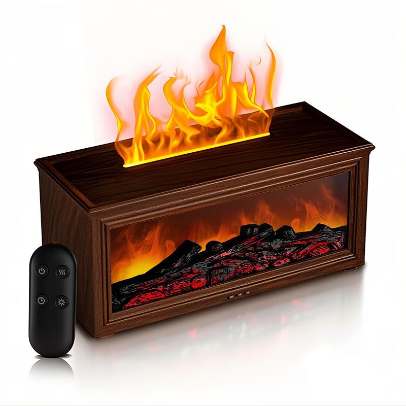 Fuego de Chimenea Humidificador con Luz LED y Control Remoto Purificador de Aire para Hogar y Día del Padre Regalo de Aromaterapia Dual Función con Aceites Esenciales