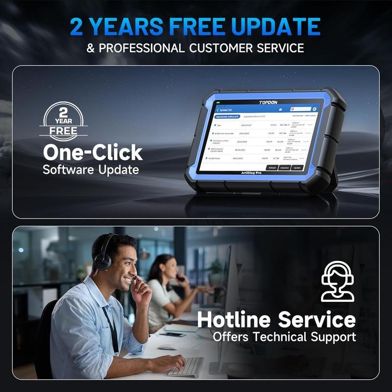 TOPDON ArtiDiag Pro: Herramienta de diagnóstico automotriz con codificación en línea, diagnóstico completo de sistemas a nivel OE, más de 35 funciones de mantenimiento, escáner OBD2, 2 años de actualizaciones gratuitas y comprobador de relés.