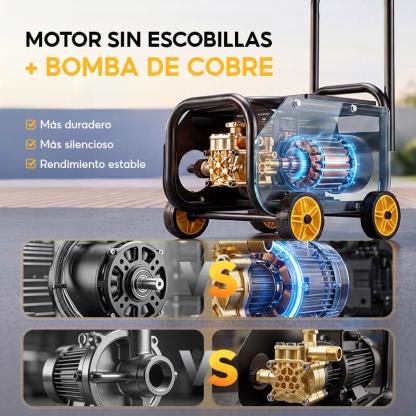 SOARFLY Hidrolavadora Electrica Portátil profesional de alta presión, 4000PSI, 60 Hz, 3000W es un equipo portátil de alto rendimiento para lavar vehículos, adecuado para uso industrial, comercial y doméstico.
