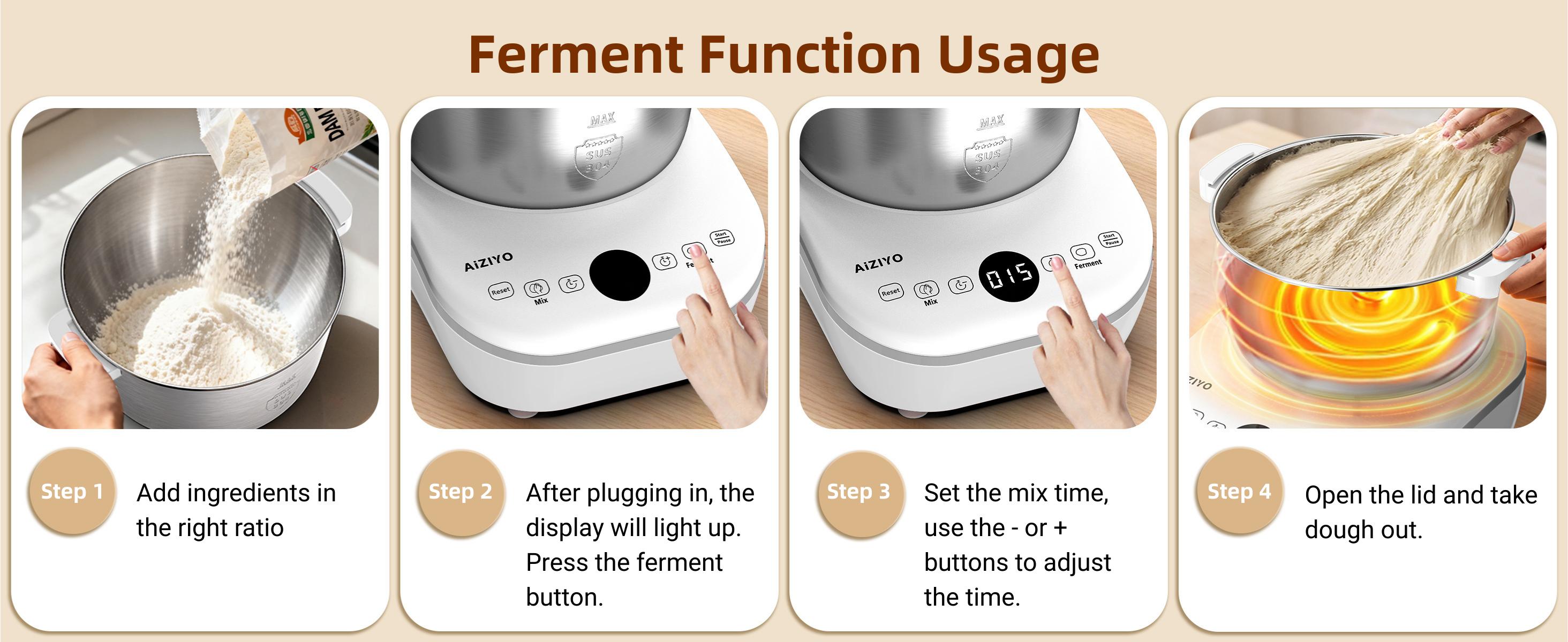 AIZIYO DoughChief 7Qt Electric Dough Mixer with Ferment Function, Dough Maker with 304 Stainless Steel Bowl, Microcomputer Control, Face-up Touch Panel, Easy To Clean for Bread & Pizza AIZIYO DoughChief 7Qt Electric Dough Mixer with Ferment Function, Dough Maker with 304 Stainless Steel Bowl, Microcomputer Control, Face-up Touch Panel, Easy To Clean for Bread & Pizza