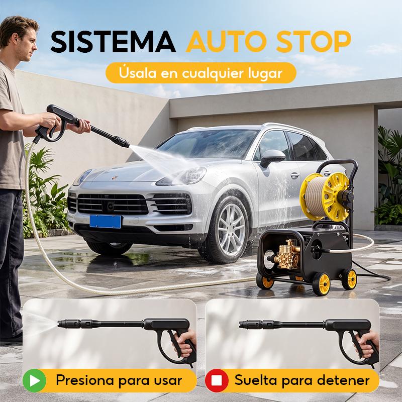 SOARFLY Hidrolavadora Electrica Portátil profesional de alta presión, 4000PSI, 60 Hz, 3000W es un equipo portátil de alto rendimiento para lavar vehículos, adecuado para uso industrial, comercial y doméstico.