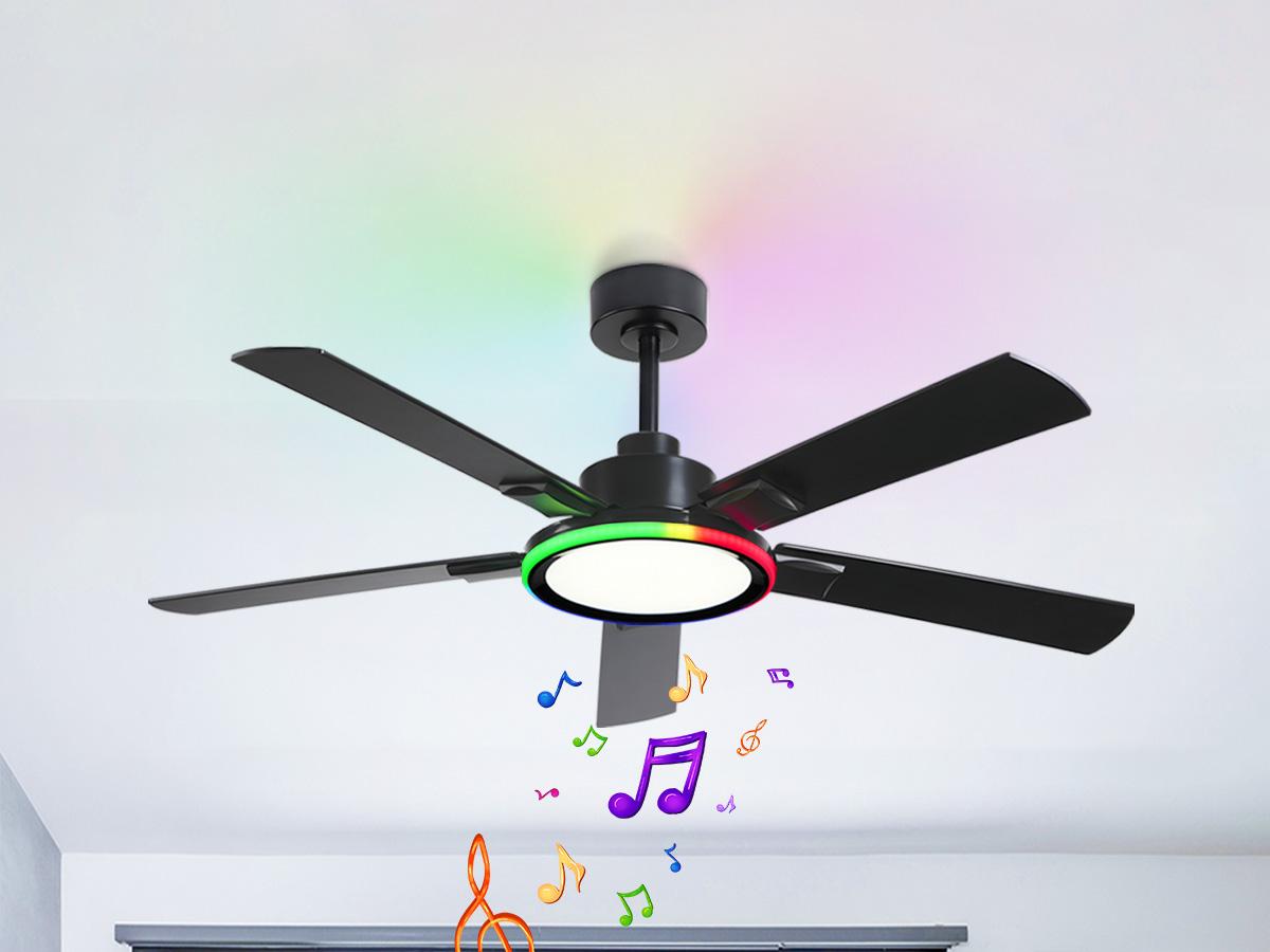 BAYSQUIRREL 52" Ceiling Fan with Lights, Multifunctional Ambient Lights, RGB Bluetooth Speaker, 6-Speed Reversible Motor, Full-Spectrum Lighting, Smart Lighting Solutions BAYSQUIRREL 52" Ceiling Fan with Lights, Multifunctional Ambient Lights, RGB Bluetooth Speaker, 6-Speed Reversible Motor, Full-Spectrum Lighting, Smart Lighting Solutions