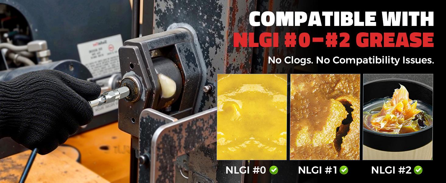 Cordless Grease Gun Compatible with Milwaukee/DeWalt Battery(NO BATTERY!!), 12000PSI, Dual Pistol & in-Line Grip, Works with Bulk & Cartridge Grease, with 39" Hose & 4 Couplers