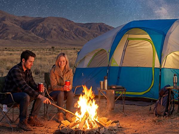 169'' Extra Large 8-Person Family Camping Tent, 14ft x 9ft x 78in High, Waterproof Windproof Outdoor Tent with Power Cord Access, 5-Minute Easy Setup for Group Hiking & Travel