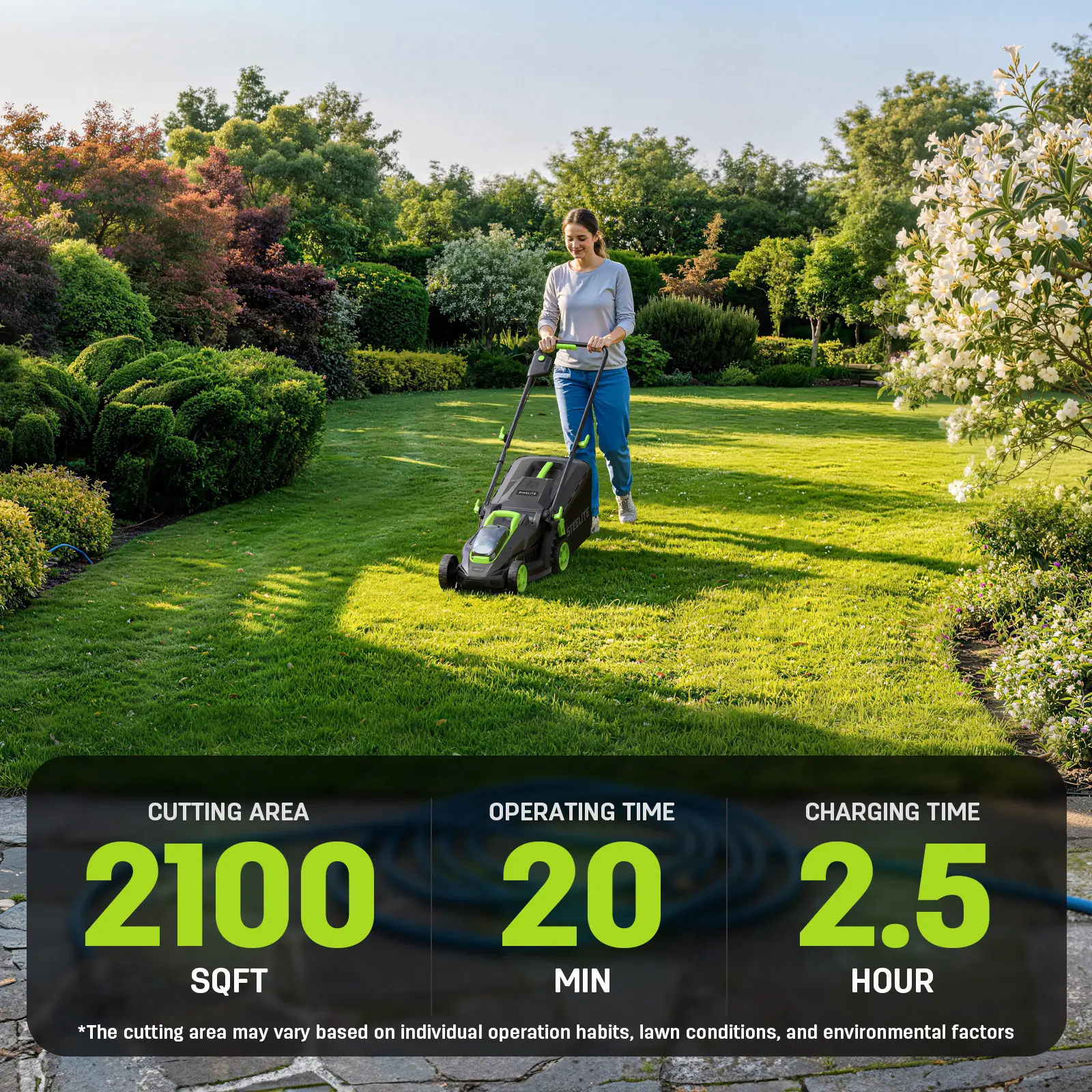 STEELITE 20V 13-Inch Brushless Electric Lawn Mower, 4.0Ah Battery & Charger Included, Ultra-Lightweight Cordless Electric Push Mower, Easy Operation for Small Lawn, Yard, Garden, Batteries, Push Lawn Tow-Behind Mowers