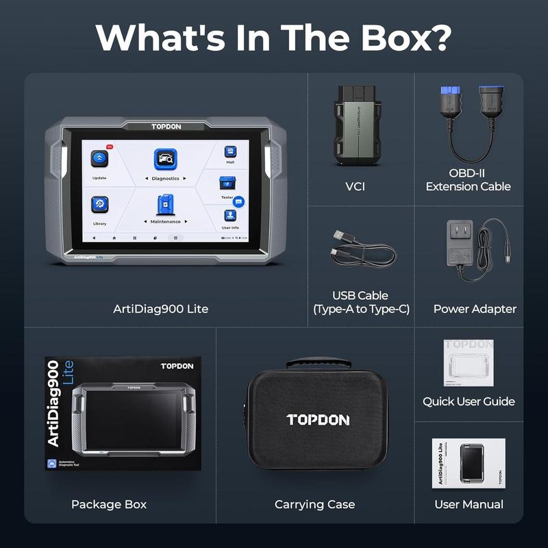 TOPDON ArtiDiag900 Lite — Escáner de diagnóstico automotriz OBD2 inalámbrico y bidireccional, escáner de todos los sistemas con pruebas activas, más de 8 servicios de reinicio y 2 años de actualizaciones gratuitas.
