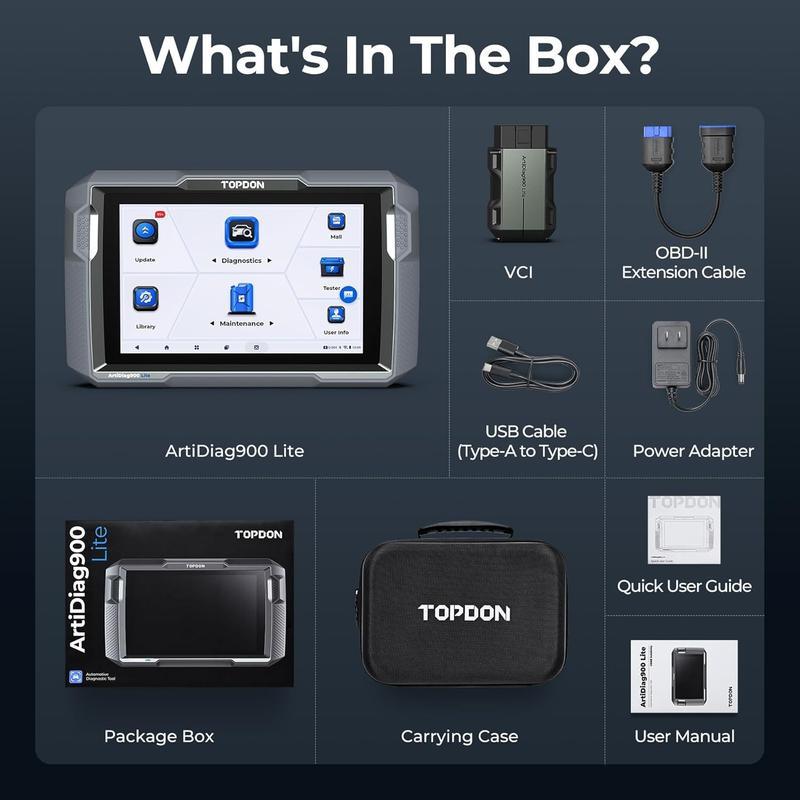 TOPDON ArtiDiag900 Lite — Escáner de diagnóstico automotriz OBD2 inalámbrico y bidireccional, escáner de todos los sistemas con pruebas activas, más de 8 servicios de reinicio y 2 años de actualizaciones gratuitas.