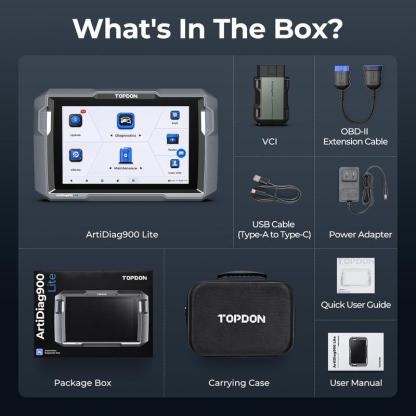 TOPDON ArtiDiag900 Lite — Escáner de diagnóstico automotriz OBD2 inalámbrico y bidireccional, escáner de todos los sistemas con pruebas activas, más de 8 servicios de reinicio y 2 años de actualizaciones gratuitas.