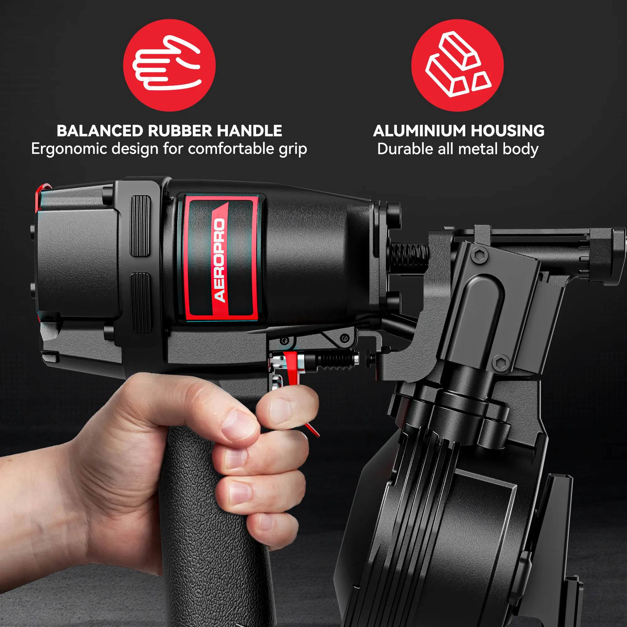 Clavadora para techos AeroPro CN45N para profesionales, pistola de clavos para techos de 15 grados, clavadoras neumáticas de alta resistencia para techado, clavadora neumática para tejas asfálticas.