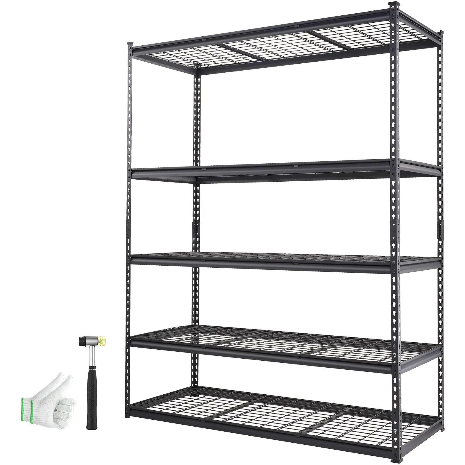 Estantería de alambre resistente de 5 niveles VEVOR, capacidad de 907 kg (2000 lbs), 91 x 41 x 182 cm (36 x 16 x 72 pulgadas), soporte de acero ajustable con certificación NSF para garaje/almacén, despensa de cocina - Estantes negros para almacenamiento y