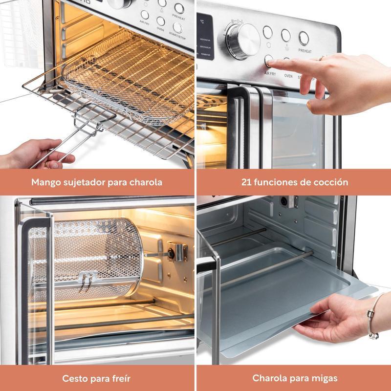 Horno Freidora de Aire 25L Rostizador Puerta Francesa
