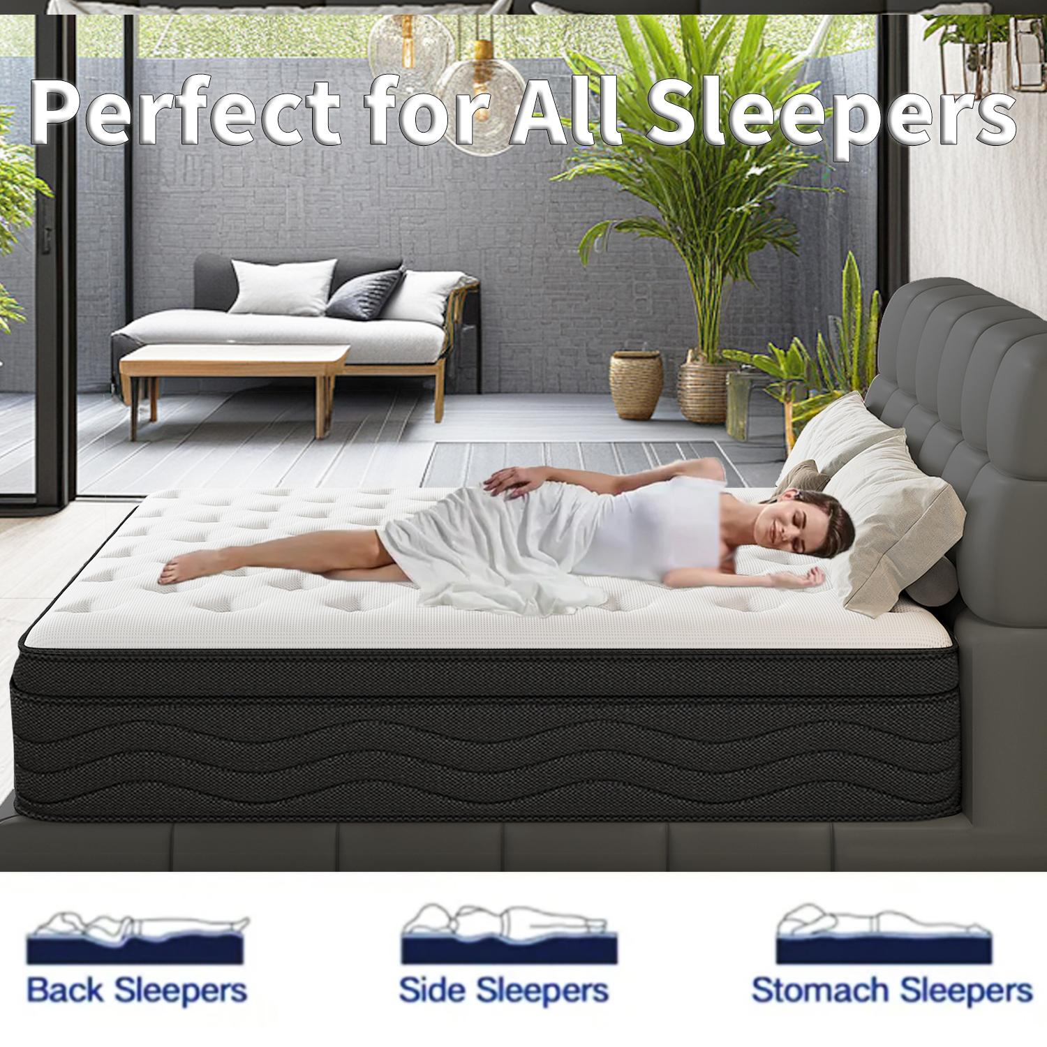 【SohoChic】LODEIJA 8/10/12/14 Inch Twin,Full,Queen,King Mattress Memory Foam And Spring,Hybrid Mattress Medium Firmness,Lumbar Support,Fiberglass-Free,DealsForYouDays,comfortable sleep,Back To School