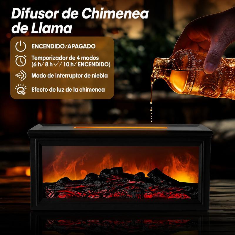 Fuego de Chimenea Humidificador con Luz LED y Control Remoto Purificador de Aire para Hogar y Día del Padre Regalo de Aromaterapia Dual Función con Aceites Esenciales