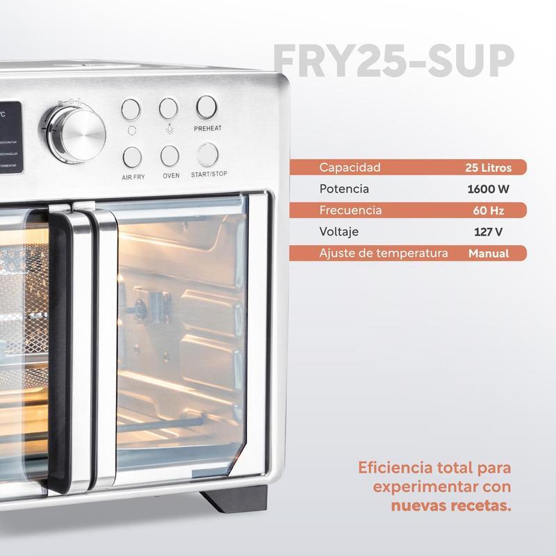 Horno Freidora de Aire 25L Rostizador Puerta Francesa