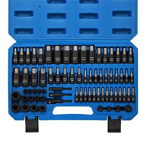 CASOMAN 71-Piece Master Hex & Torx Bit Impact Socket Set 1/4" 3/8" 1/2" Drive Metric SAE Hex Bit Sockets Star Bit Sockets T6 T70 E-Torx Sockets E4 E24 with Storage Case, sohochic