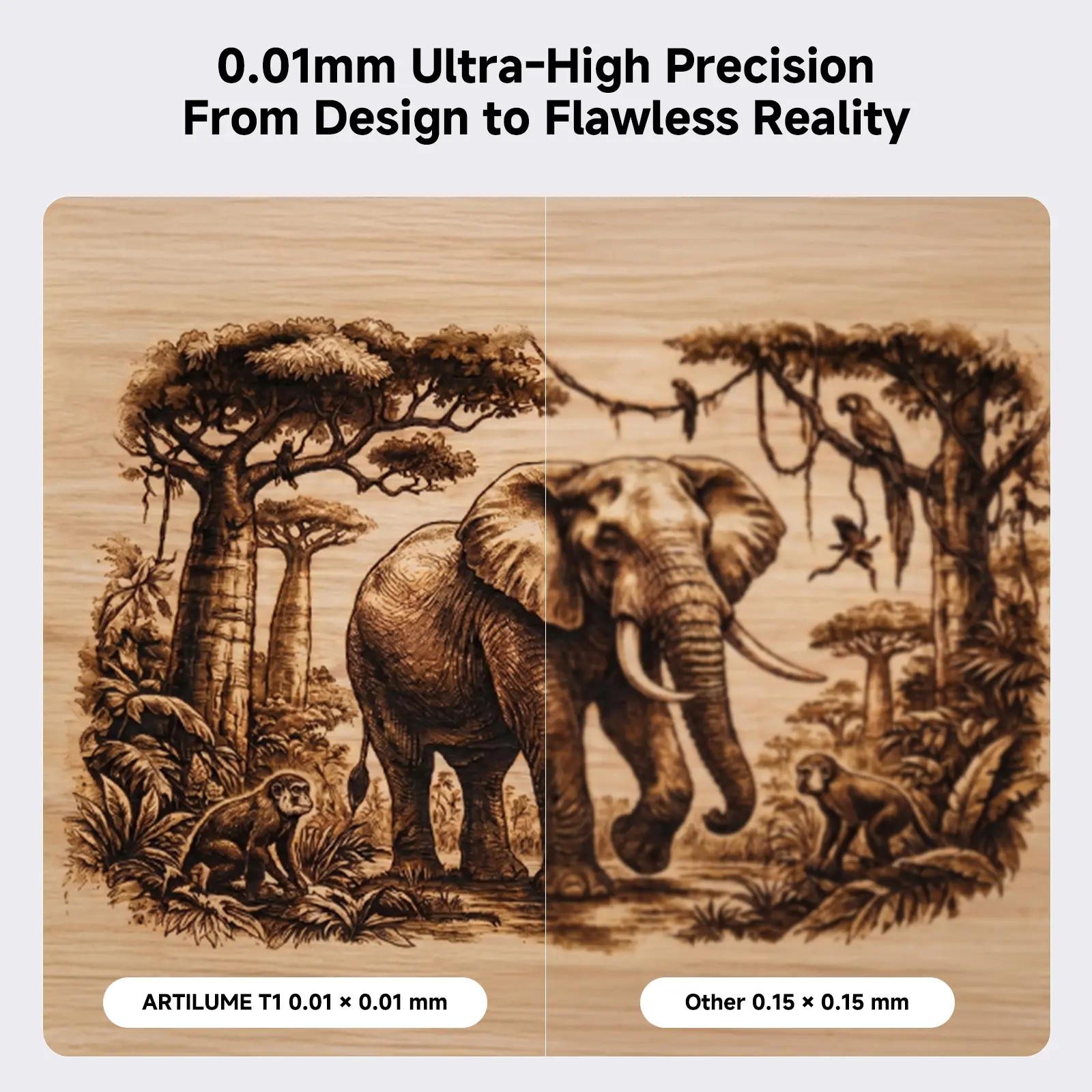 Máquina de grabado láser portátil ARTILUME T1 con Wi-Fi, estructura plegable preensamblada, control por aplicación, precisión de 0,01 mm, velocidad de 10000 mm/min, graba madera, cuero, metal y acrílico, herramienta de diseño personalizado para manualidad