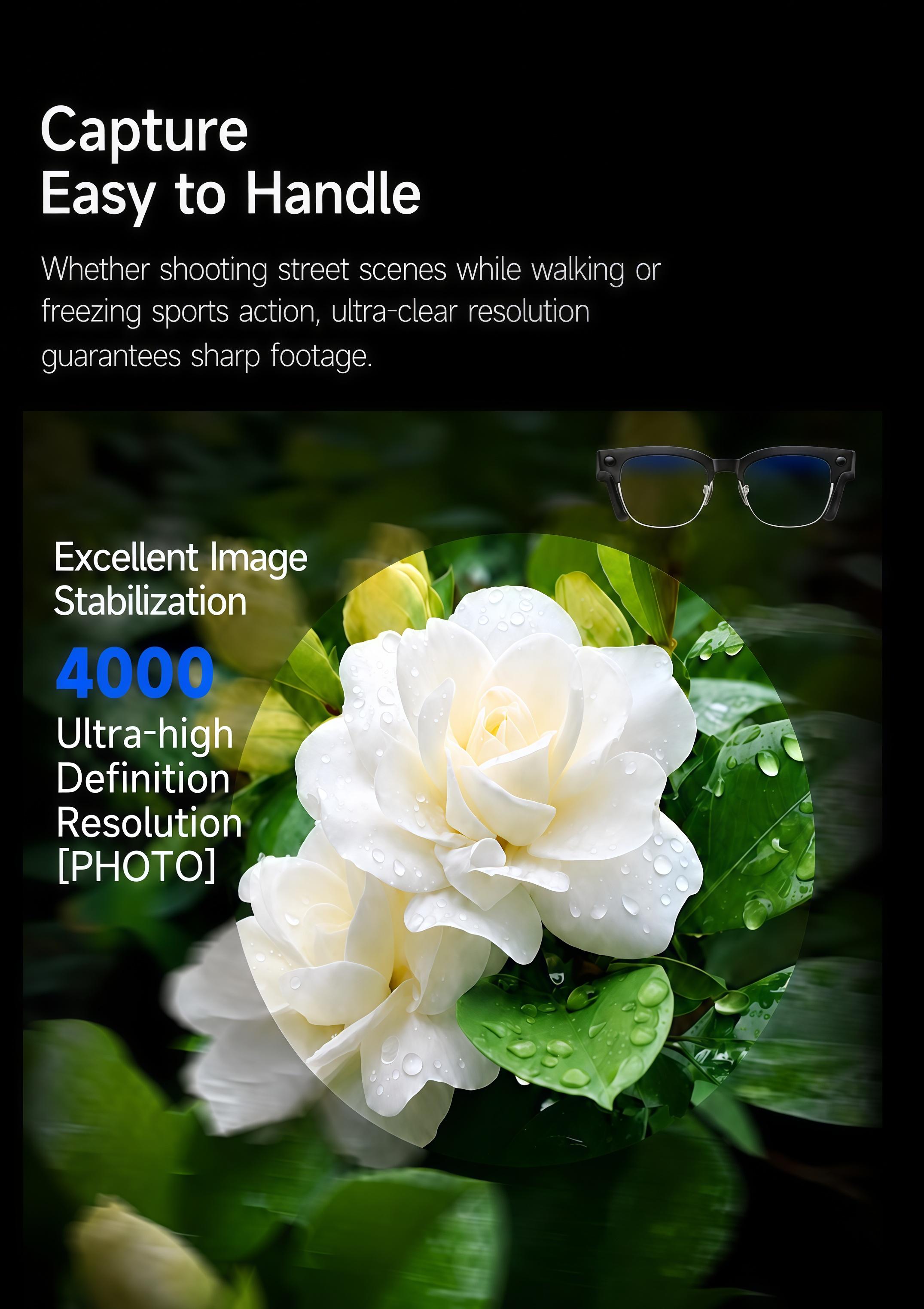 LUSBY Smart AI Camera Glasses with 8MP Photochromic Lenses ,Button Touch Adjustment for Travel Outdoor Adventures Hands-Free Photography 160+Languages Real-Time Translation Bluetooth Wireless Wearable Video Recording UV Protection ,Easter gift