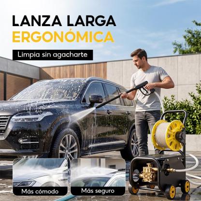 SOARFLY Hidrolavadora Electrica Portátil profesional de alta presión, 4000PSI, 60 Hz, 3000W es un equipo portátil de alto rendimiento para lavar vehículos, adecuado para uso industrial, comercial y doméstico.