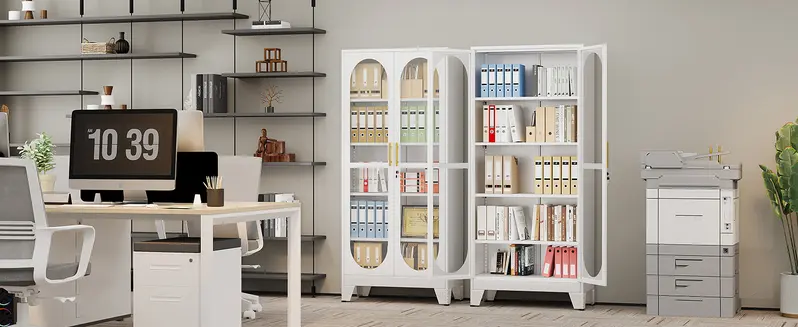GEITIN Sturdy 70.87" Tall Metal Curio Cabinet - Lock-secure Glass Door, 5-Tier Room Furniture with 4 Adjustable Shelves, Home Bar & Tool Storage for Crockery, Collectibles, Files