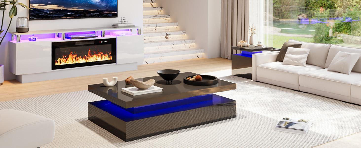 PUKAMI 70 Inches Fireplace TV Stand for TVs up to 80 Inches Console with 36'' Electric Fireplace & Remote, Wooden Modern Entertainment Center for Living Room, Tv Shelf, Room Decor,dorm essentials,home decor PUKAMI 70 Inches Fireplace TV Stand for TVs up to 80 Inches Console with 36'' Electric Fireplace & Remote, Wooden Modern Entertainment Center for Living Room, Tv Shelf, Room Decor,dorm essentials,home decor